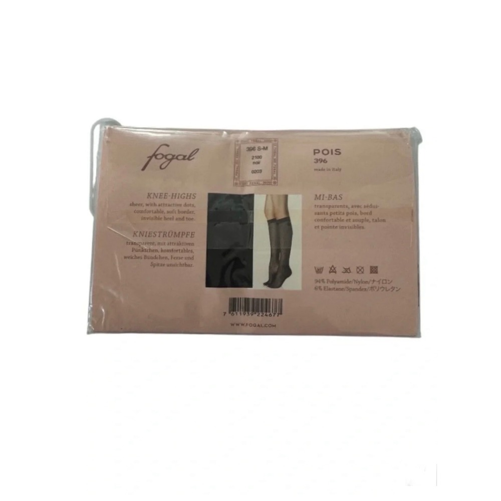 Fogal Pois 396 Knee-High Stockings Noir Black Polka Dot Sheer S-M Made in Italy